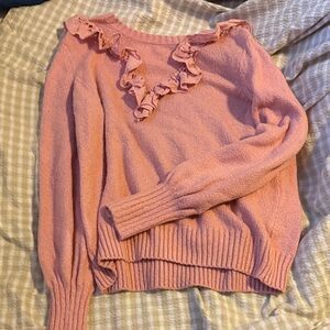 Time and Tru Pink Ruffled Sweater